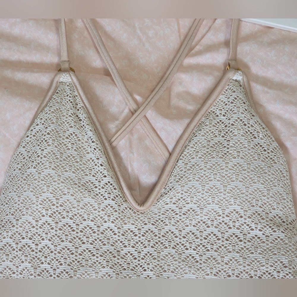 PQ Swim White+Gold One-Piece Swimsuit Sz L Coquette Soft Girl - Picture 9 of 16